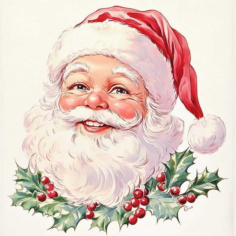 Victorian Santa Clipart Illustration