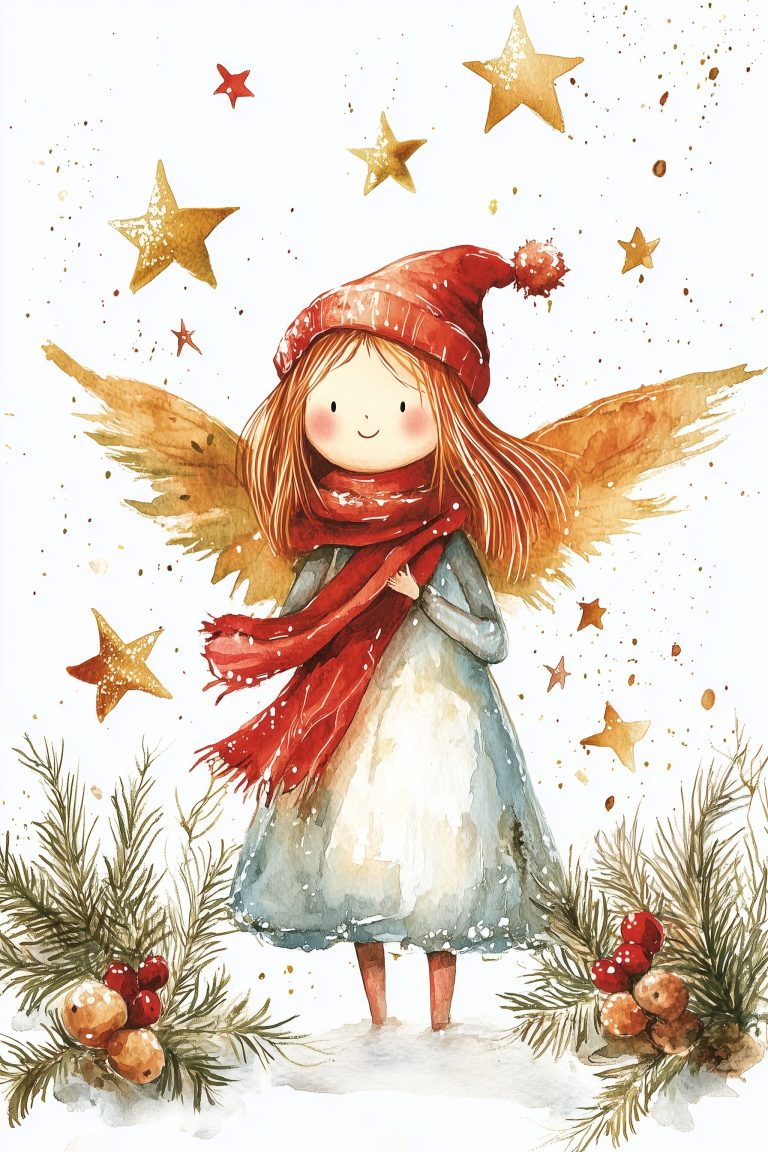 Vintage Angel Watercolor Stars scaled