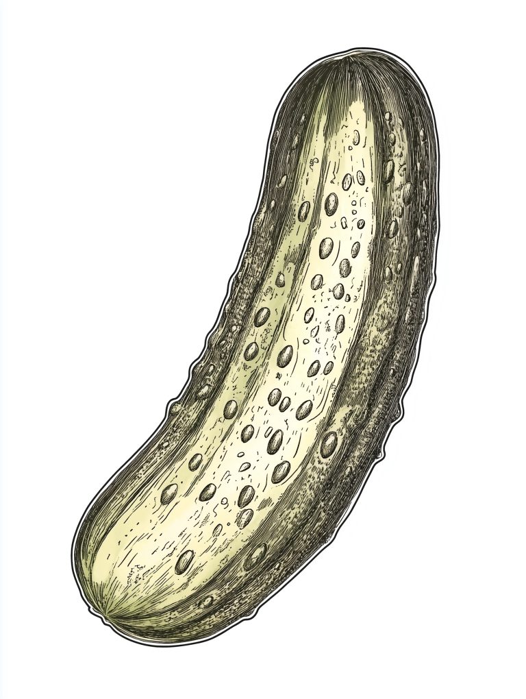 Vintage Botanical Pickle Illustration