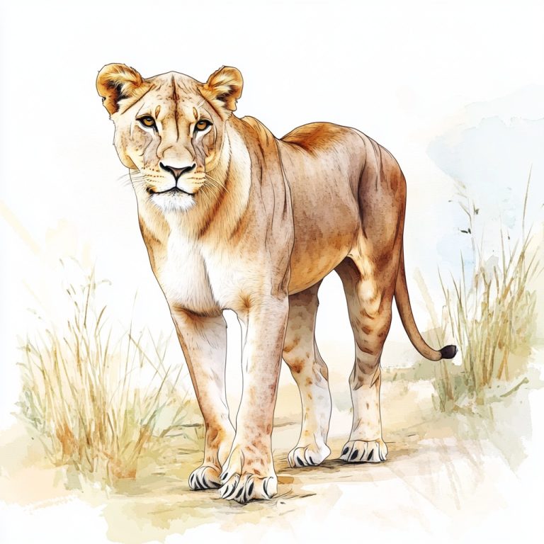 Vintage Cartoon Lioness Savanna