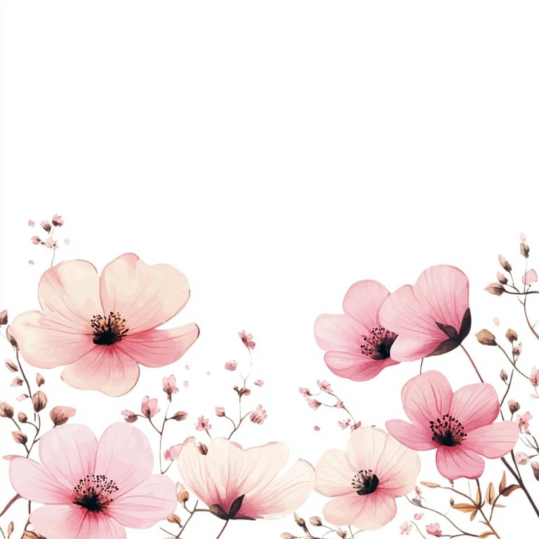 Vintage Cartoon Pink Flowers