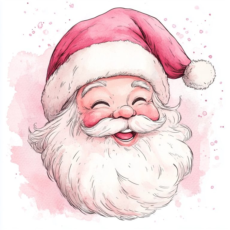 Vintage Cartoon Pink Santa 2