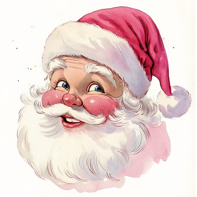 Vintage Cartoon Santa Head