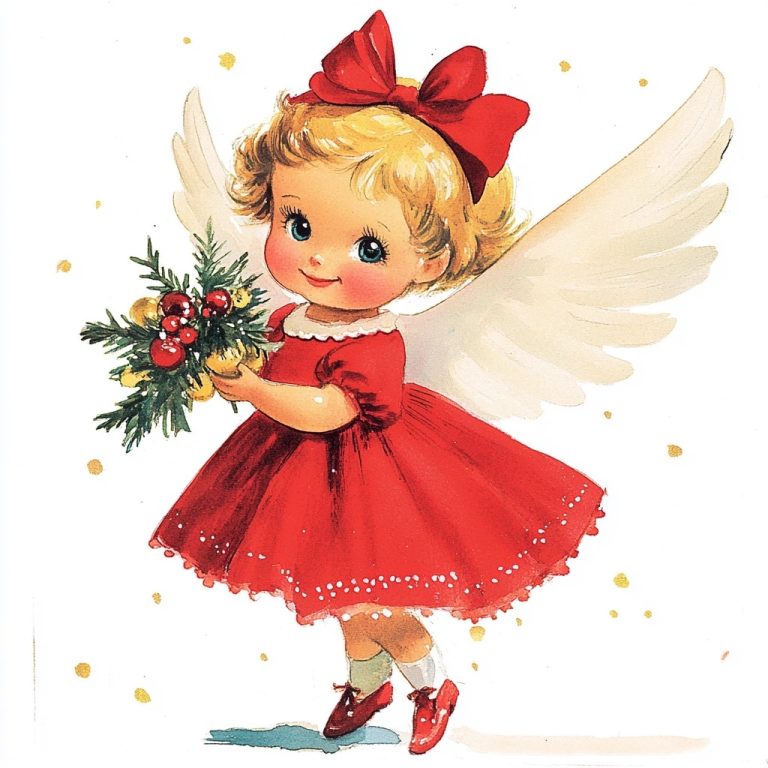 Vintage Christmas Angel Illustration