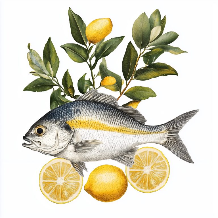 Vintage Collage Fish Lemons