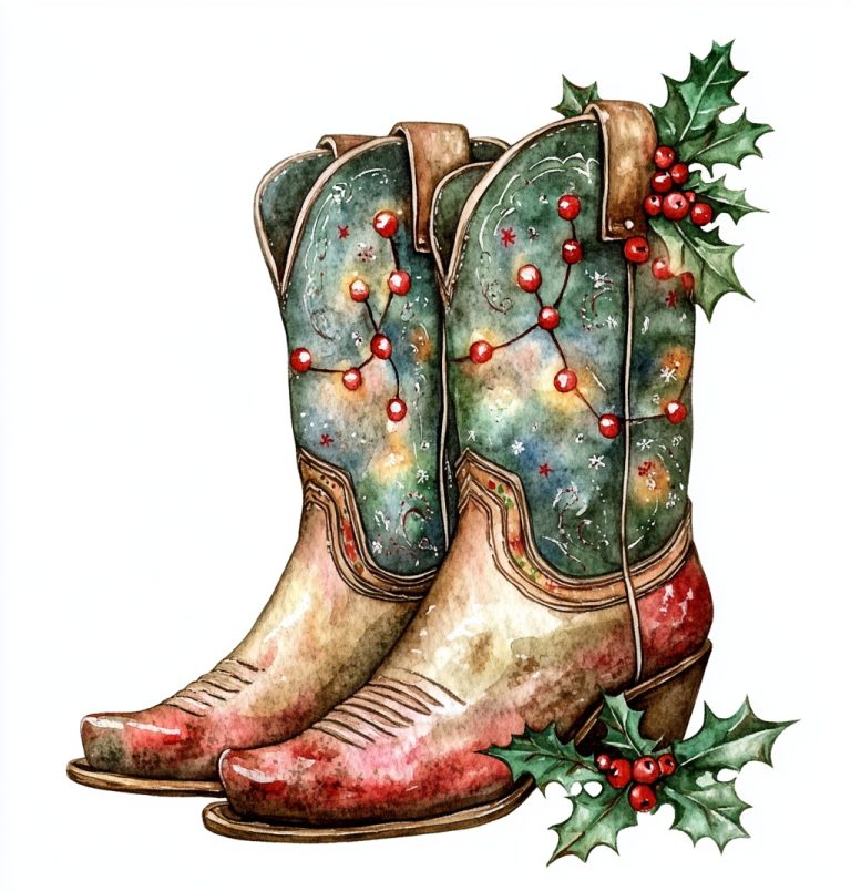 Vintage Cowboy Boots Watercolor