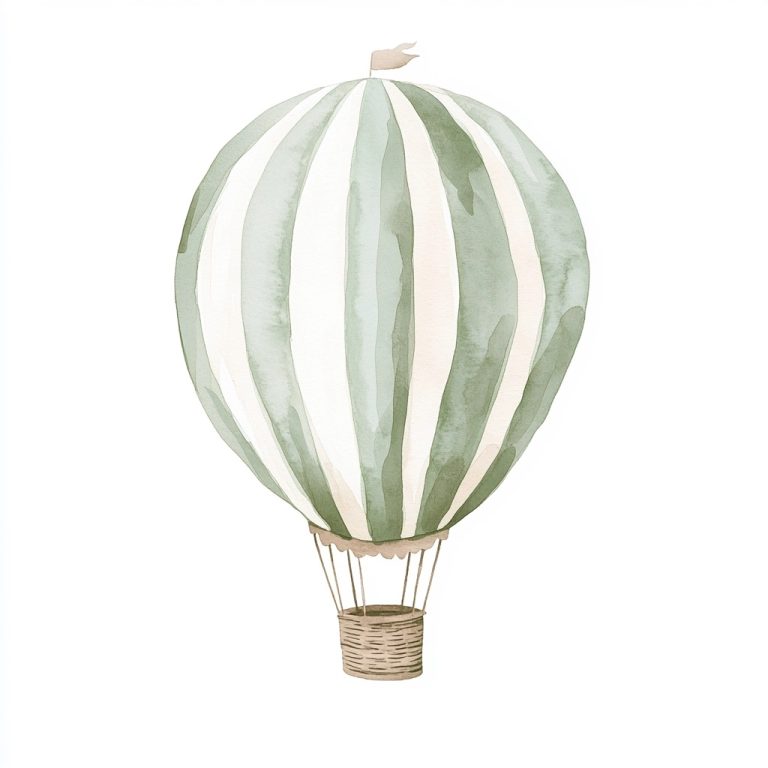 Vintage Hot Air Balloon Watercolor