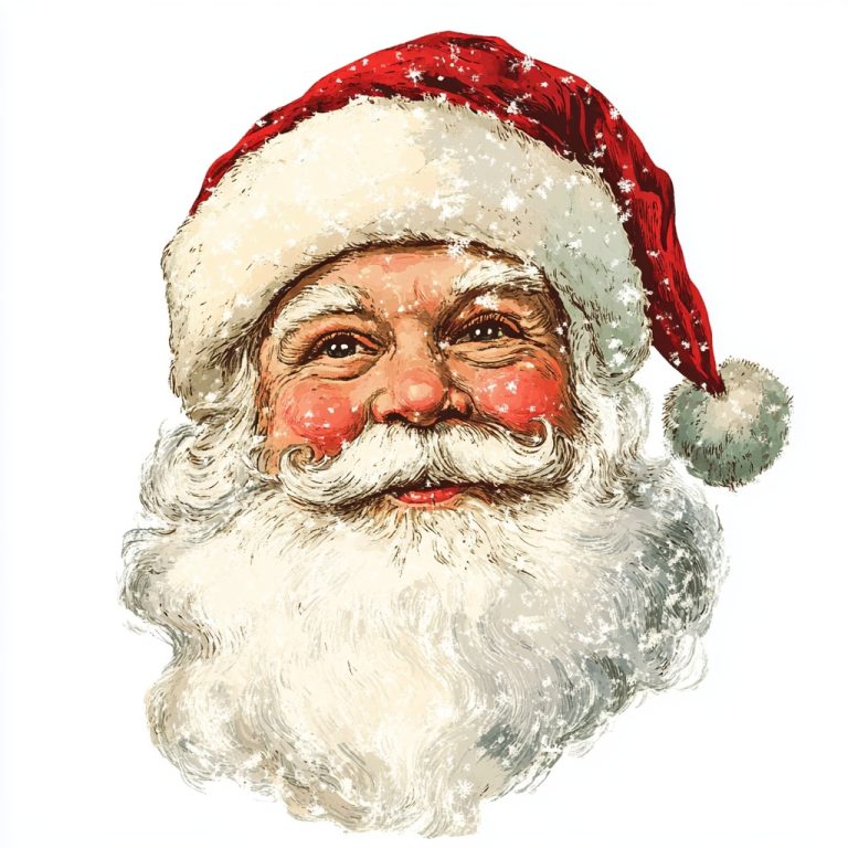 Vintage Illustrated Santa Face