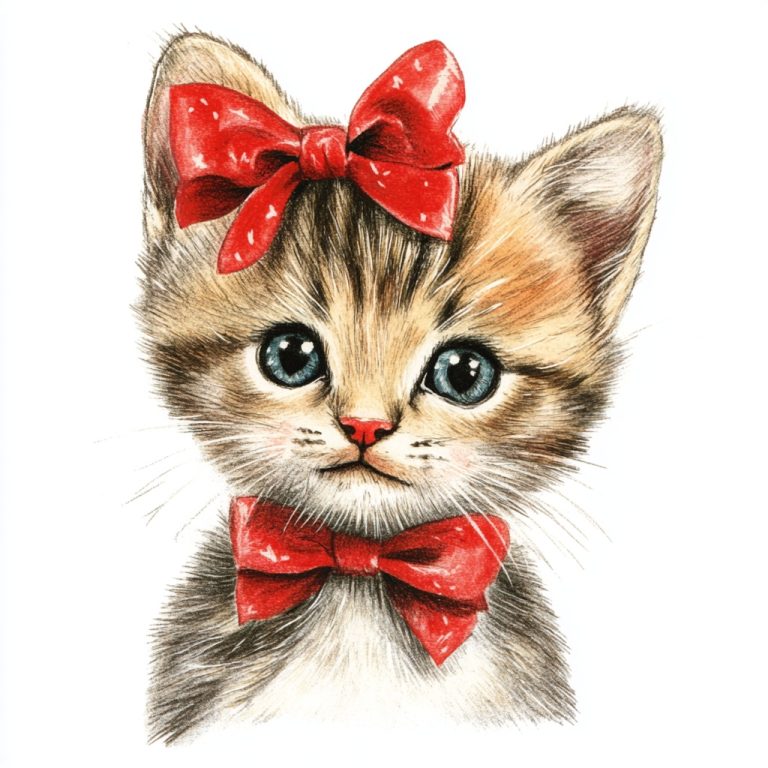 Vintage Kitten Clipart Card