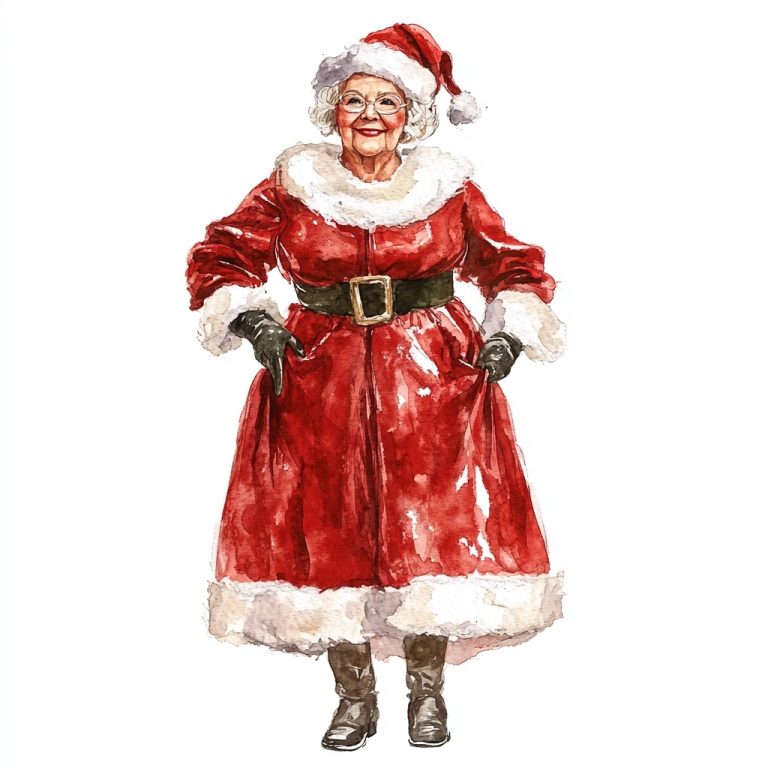 Vintage Mrs Claus Watercolor