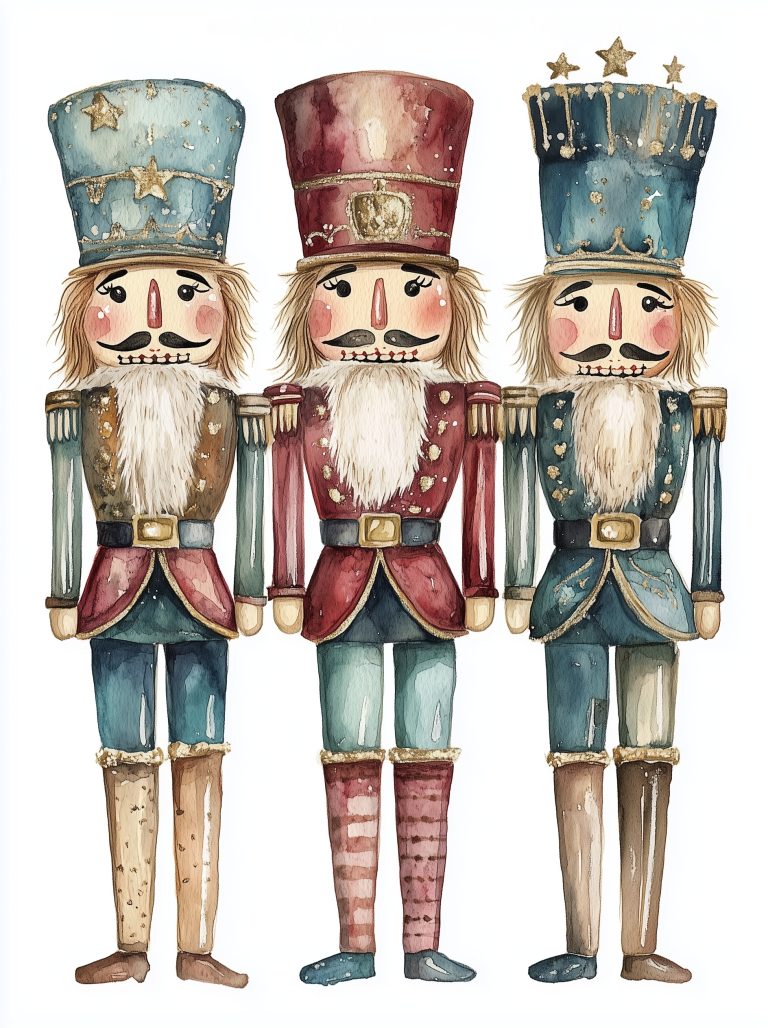 Vintage Nutcracker Dolls Illustration