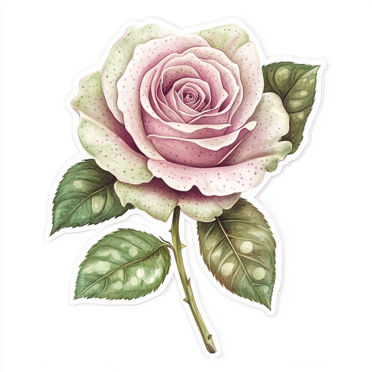 Vintage Rose Sticker Illustration