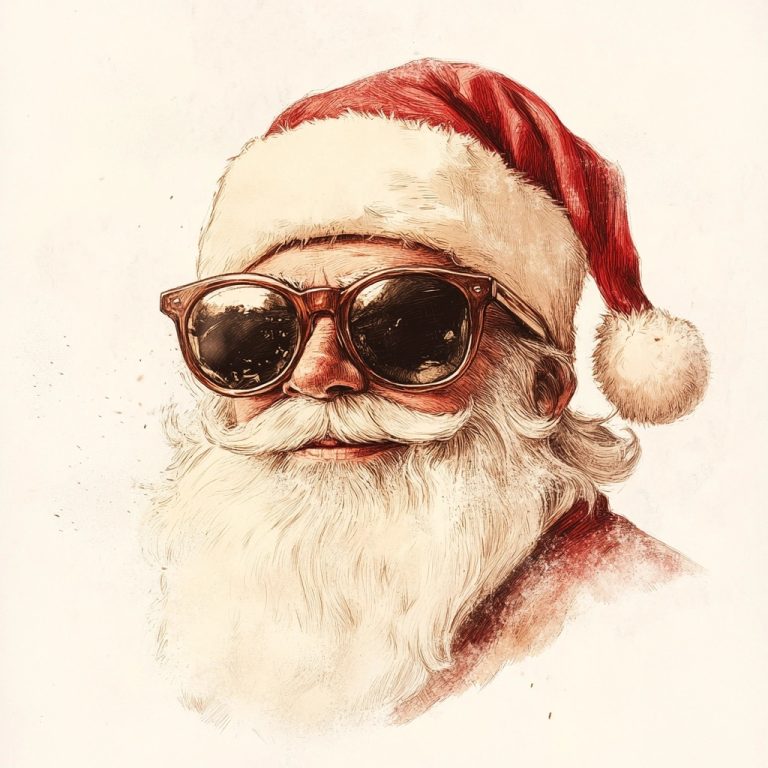 Vintage Santa Portrait Sketch