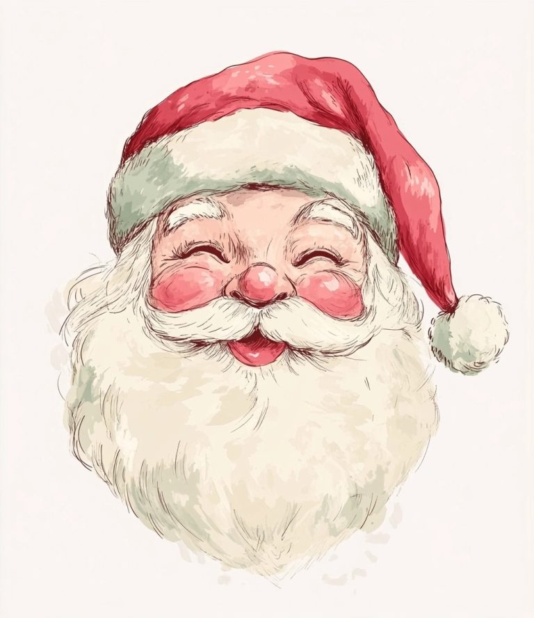 Vintage Santa Watercolor Illustration 2