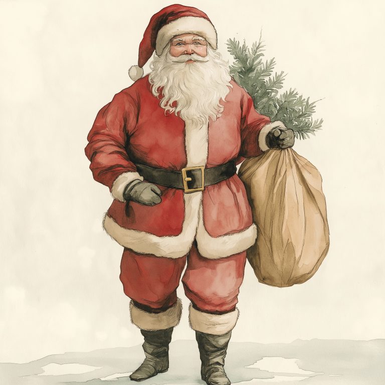 Vintage Santa Watercolor Illustration 5