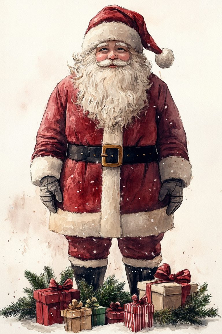 Vintage Scandinavian Santa Illustration