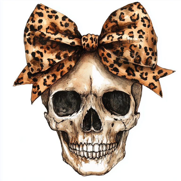 Vintage Skull with Bow