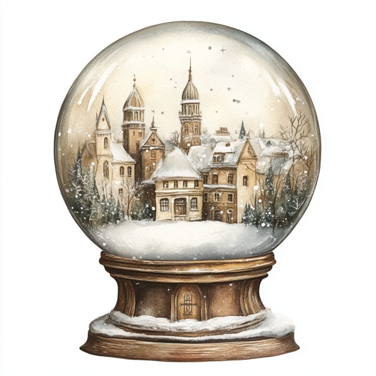 Vintage Snowglobe Winter Scene