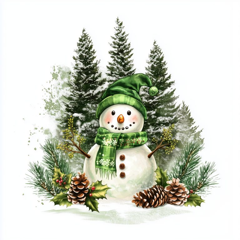 Vintage Snowman Watercolor Art