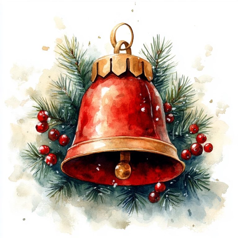 Vintage Watercolor Christmas Bell