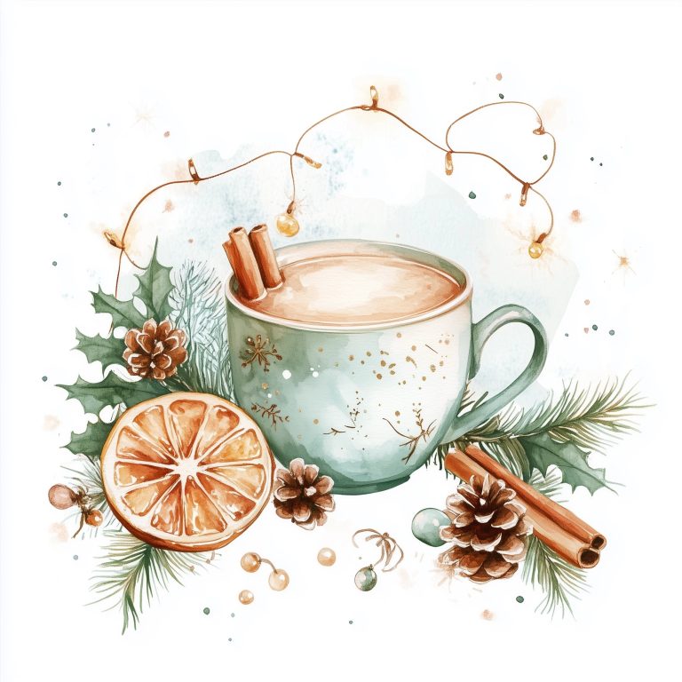 Vintage Watercolor Christmas Drink