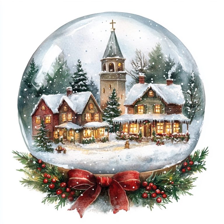 Vintage Watercolor Christmas Globe