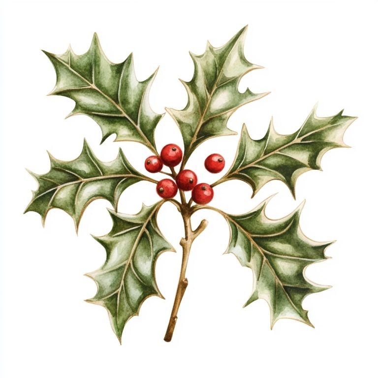 Vintage Watercolor Christmas Holly