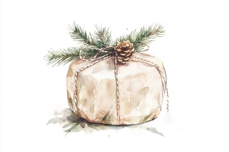 Vintage Watercolor Christmas Present scaled
