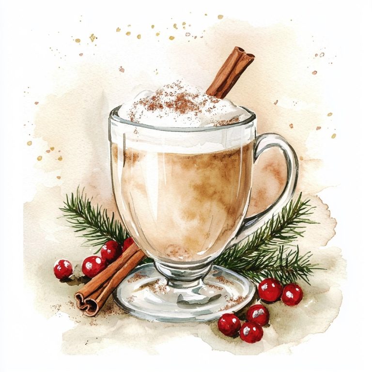 Vintage Watercolor Coffee Latte