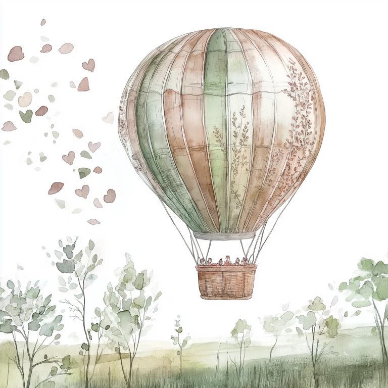 Vintage Watercolor Hot Air Balloon