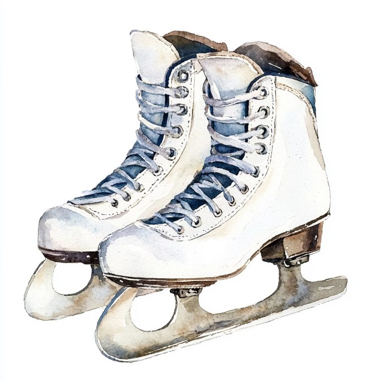 Vintage Watercolor Ice Skates