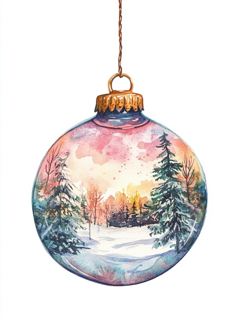 Vintage Watercolor New Years Ball