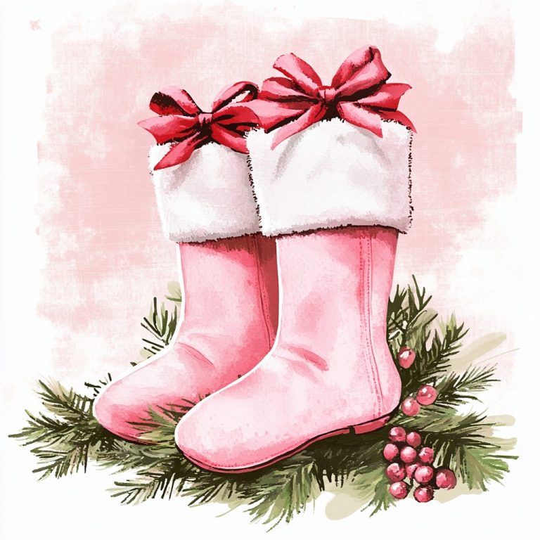 Vintage Watercolor Pink Stockings