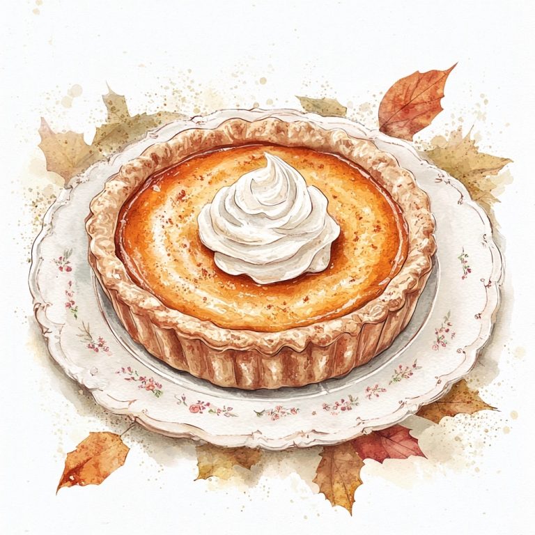 Vintage Watercolor Pumpkin Pie