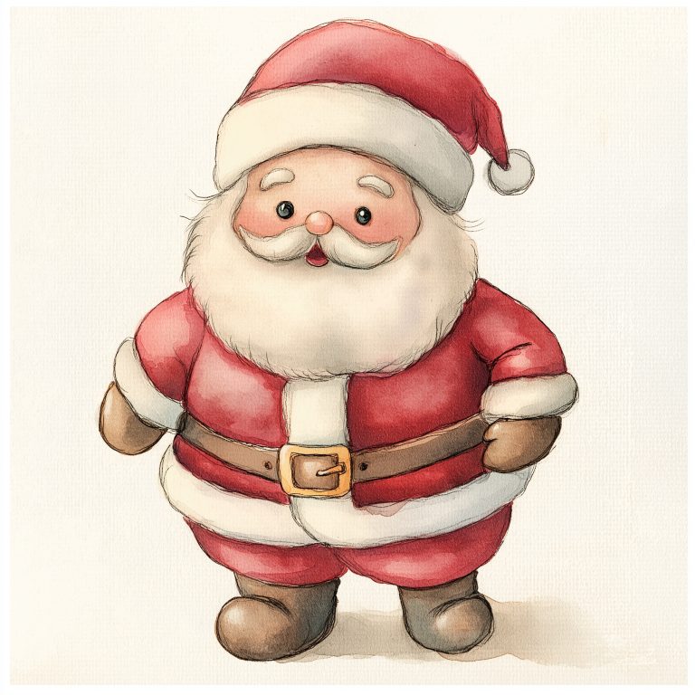 Vintage Watercolor Santa Clipart