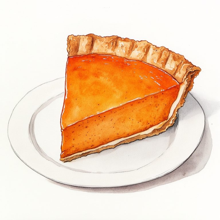 Warm Autumn Indulgence A Watercolor Portrait of Pumpkin Pie Delight