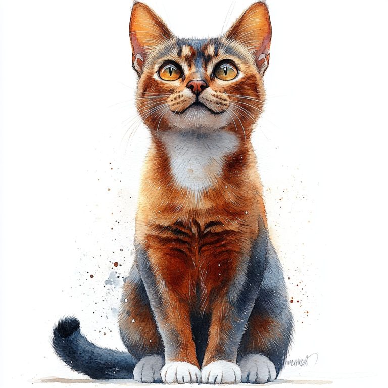 Watercolor Abyssinian Cat