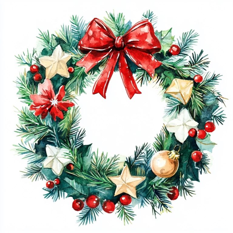 Watercolor Advent Wreath Clipart