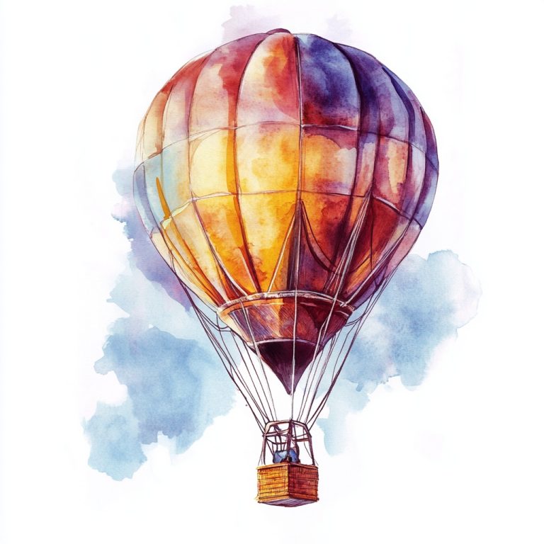 Watercolor Aerostat on White