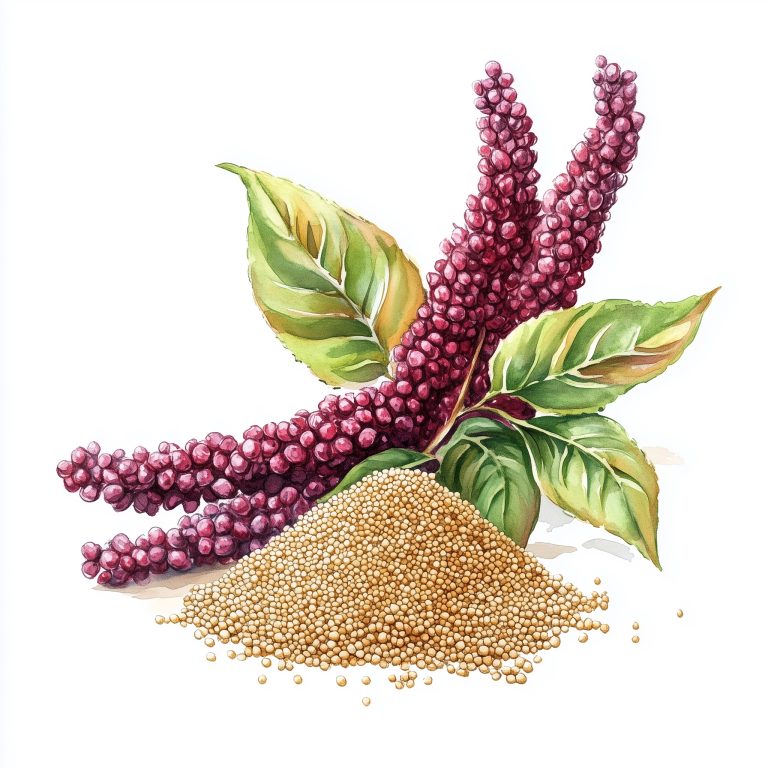 Watercolor Amaranth Grains Composition