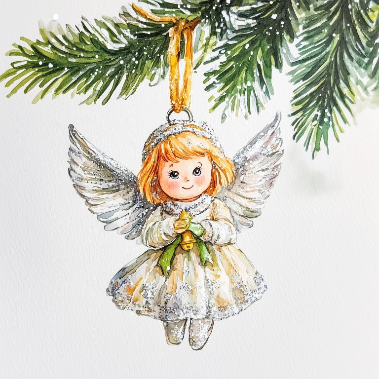 Watercolor Angel Ornament