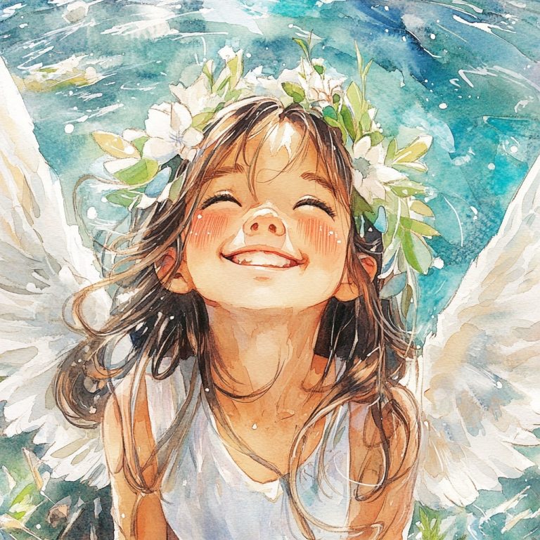 Watercolor Angel by Lake