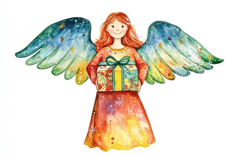 Watercolor Angel with Gift