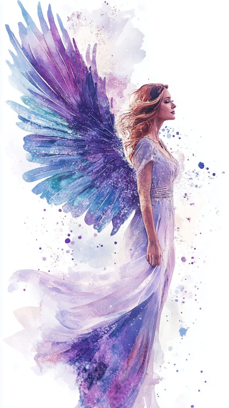 Watercolor Angelic Woman Sticker scaled