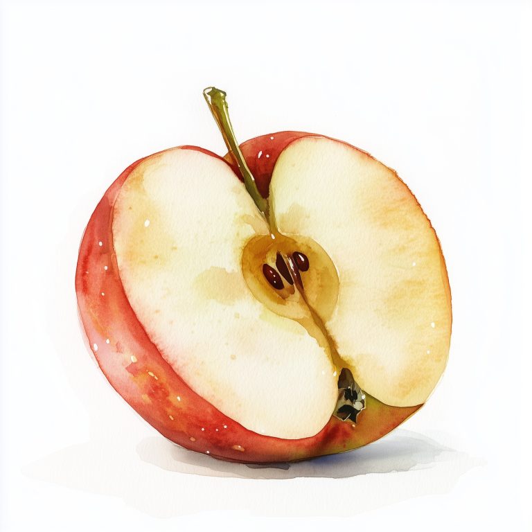 Watercolor Apple Slice Illustration