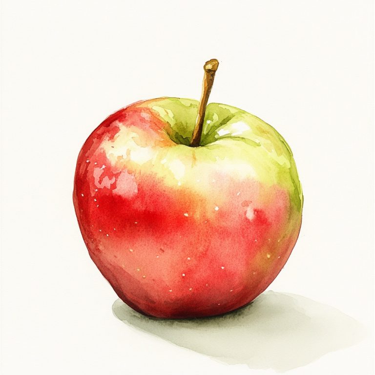 Watercolor Apple in Muted Tones