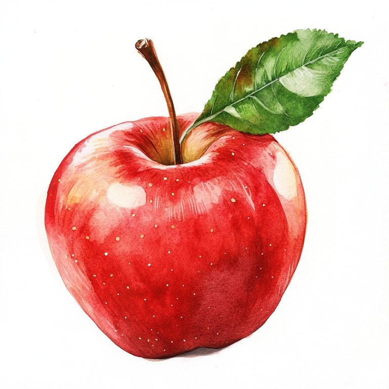 Watercolor Apple on White