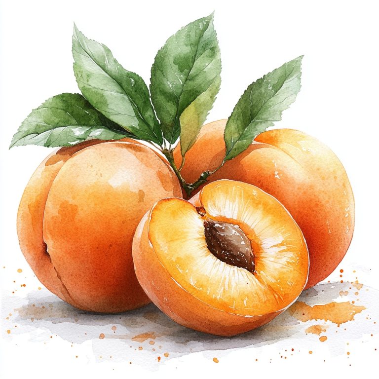 Watercolor Apricot on White