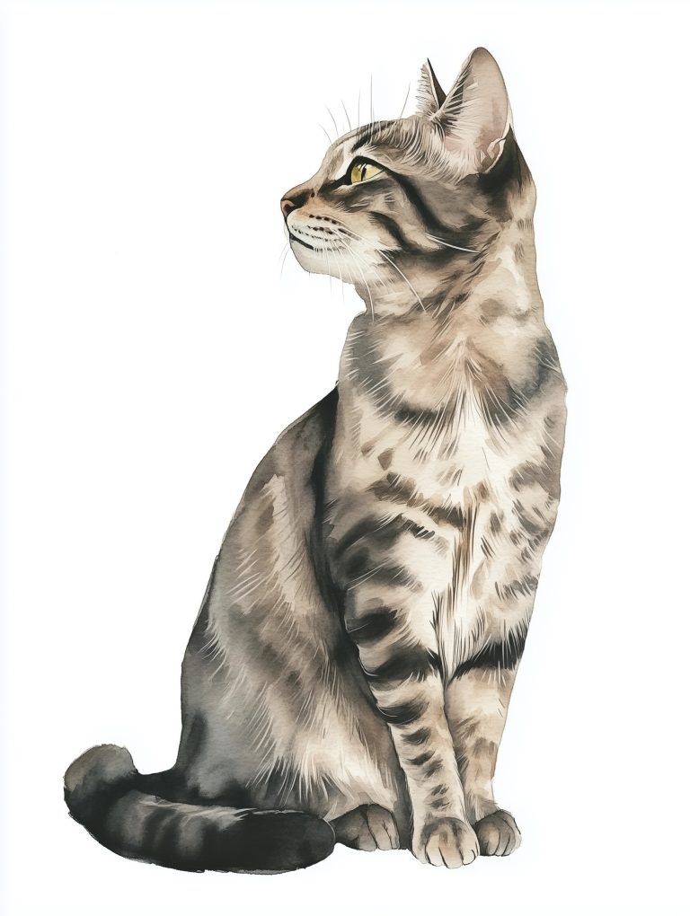 Watercolor Arabian Mau Profile