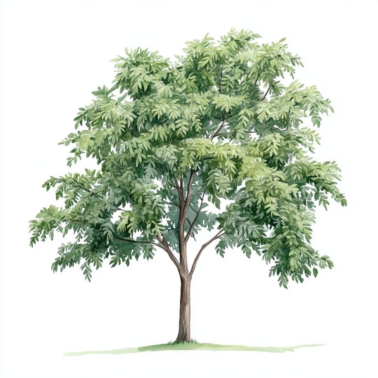 Watercolor Ash Tree Illustration